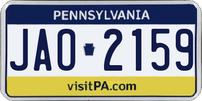 PA license plate JAO2159