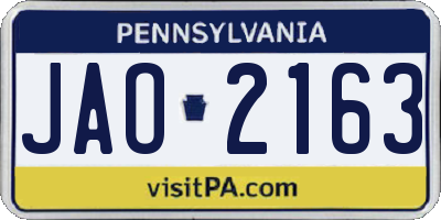 PA license plate JAO2163