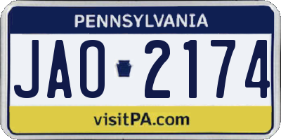 PA license plate JAO2174