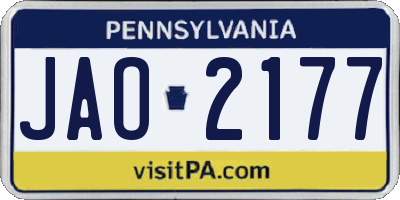 PA license plate JAO2177