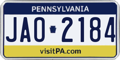 PA license plate JAO2184