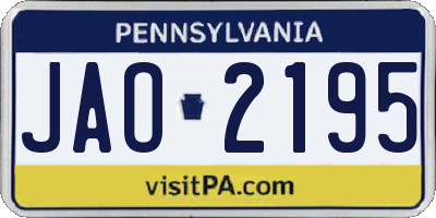PA license plate JAO2195