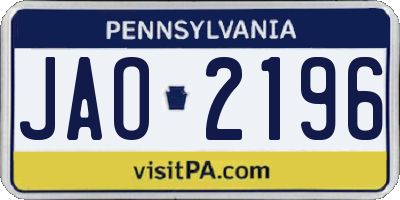PA license plate JAO2196