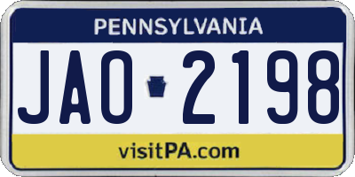 PA license plate JAO2198