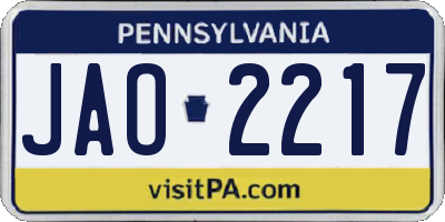PA license plate JAO2217