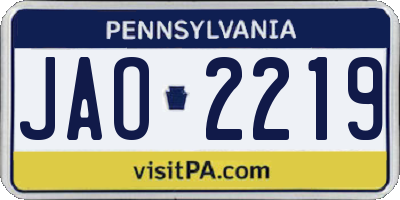 PA license plate JAO2219