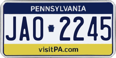 PA license plate JAO2245