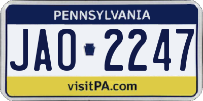 PA license plate JAO2247