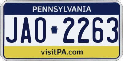 PA license plate JAO2263