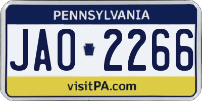 PA license plate JAO2266