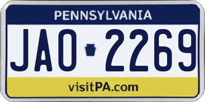 PA license plate JAO2269