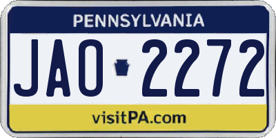 PA license plate JAO2272