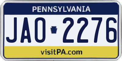 PA license plate JAO2276