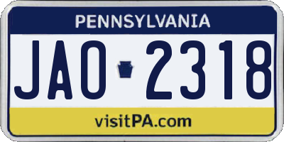 PA license plate JAO2318