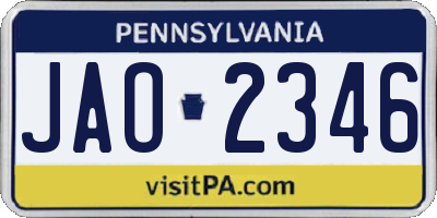 PA license plate JAO2346