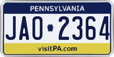 PA license plate JAO2364