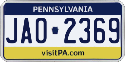 PA license plate JAO2369
