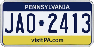 PA license plate JAO2413