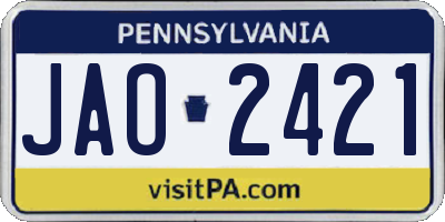 PA license plate JAO2421