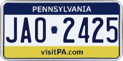 PA license plate JAO2425