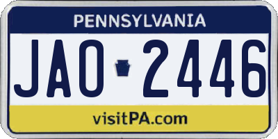 PA license plate JAO2446