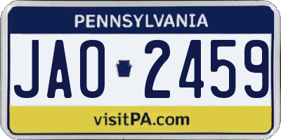 PA license plate JAO2459