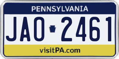 PA license plate JAO2461