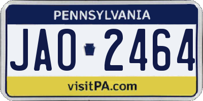 PA license plate JAO2464