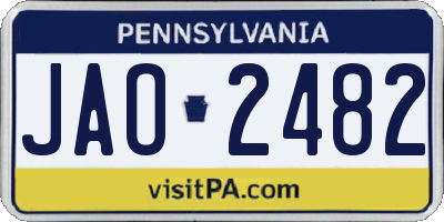 PA license plate JAO2482