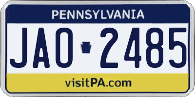 PA license plate JAO2485