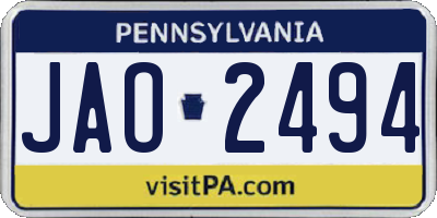 PA license plate JAO2494