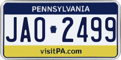 PA license plate JAO2499