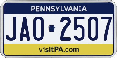 PA license plate JAO2507