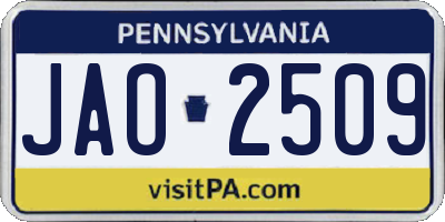 PA license plate JAO2509