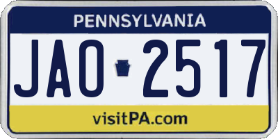 PA license plate JAO2517