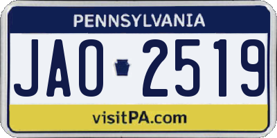 PA license plate JAO2519