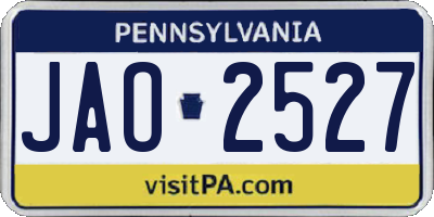 PA license plate JAO2527