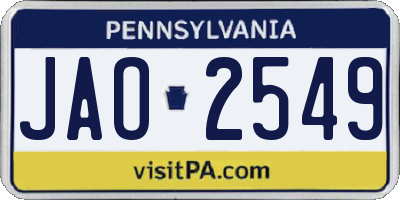 PA license plate JAO2549
