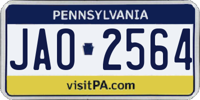 PA license plate JAO2564
