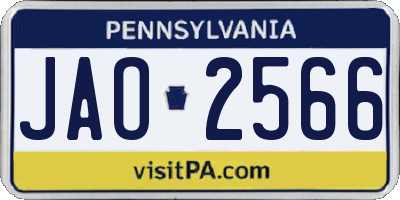 PA license plate JAO2566