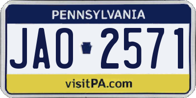 PA license plate JAO2571