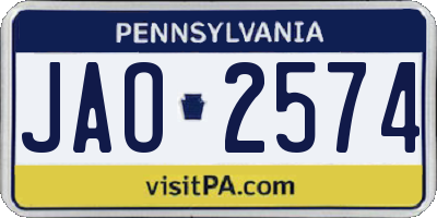 PA license plate JAO2574