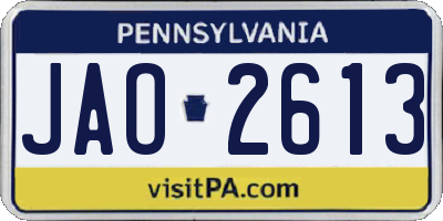 PA license plate JAO2613