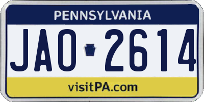 PA license plate JAO2614