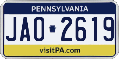 PA license plate JAO2619