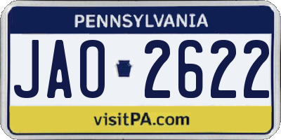 PA license plate JAO2622