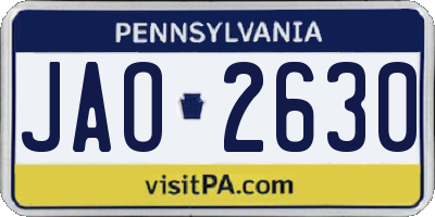 PA license plate JAO2630