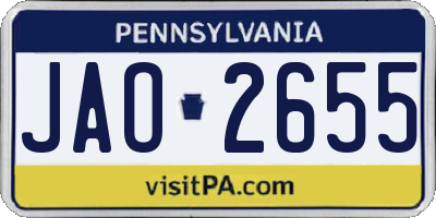 PA license plate JAO2655