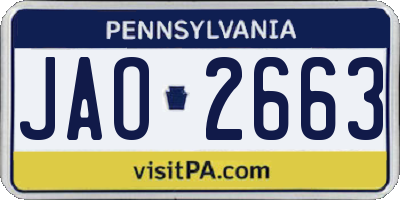PA license plate JAO2663