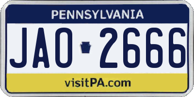 PA license plate JAO2666